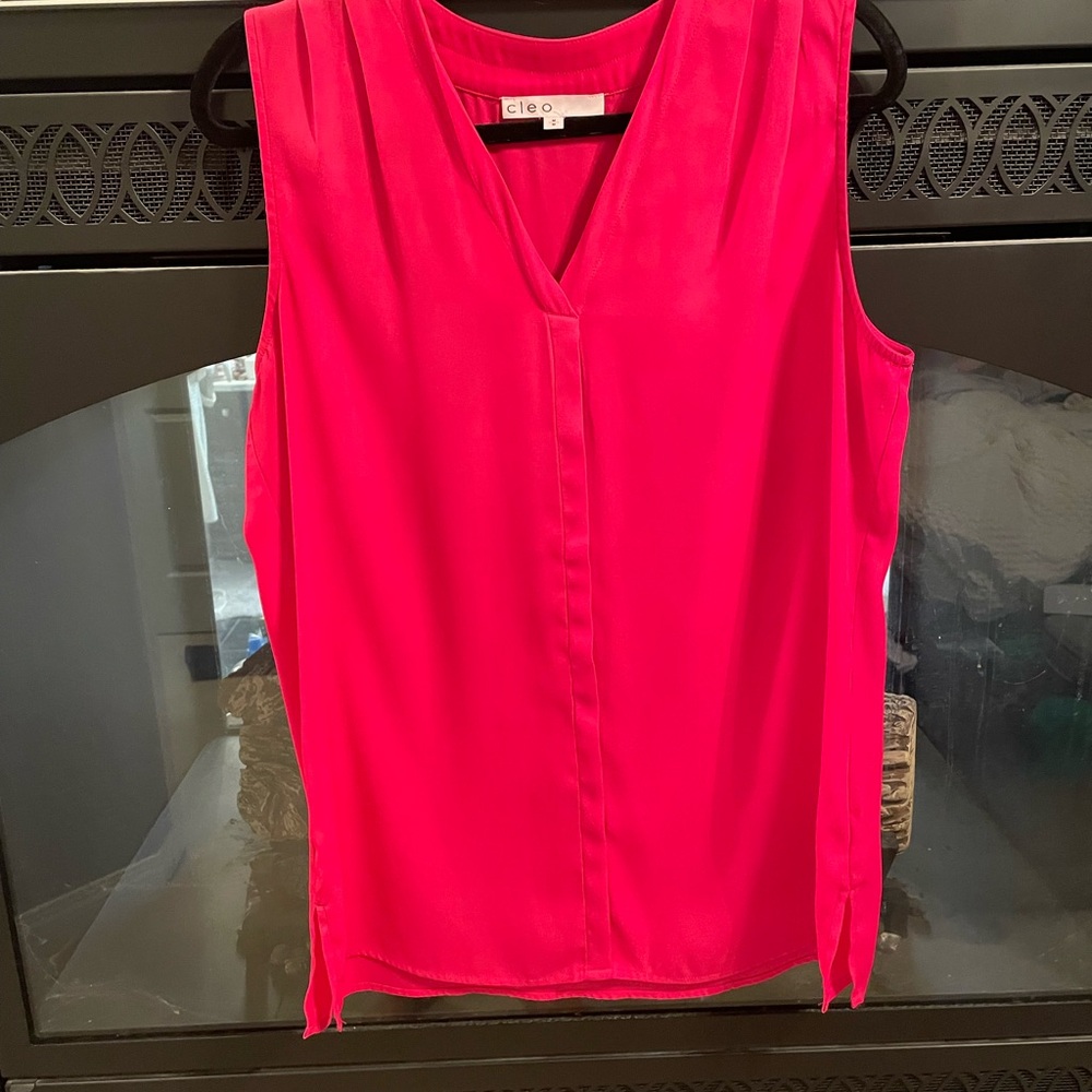 Cleo Women's Vibrant Pink V-Neck Blouse